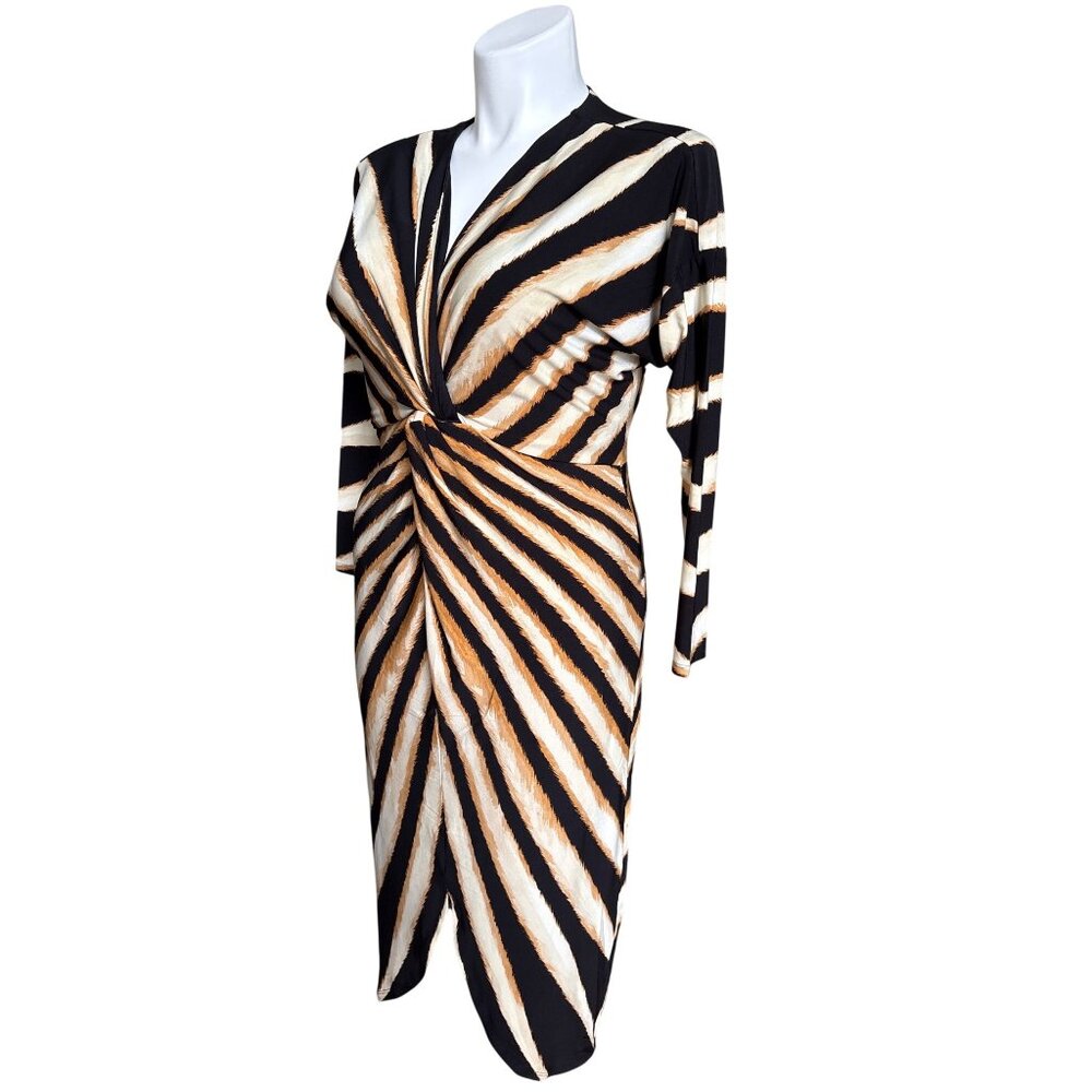 White House Black Market NWT $160 Women's Sunburst Front Twist Midi Dress, LP - Picture 11 of 14